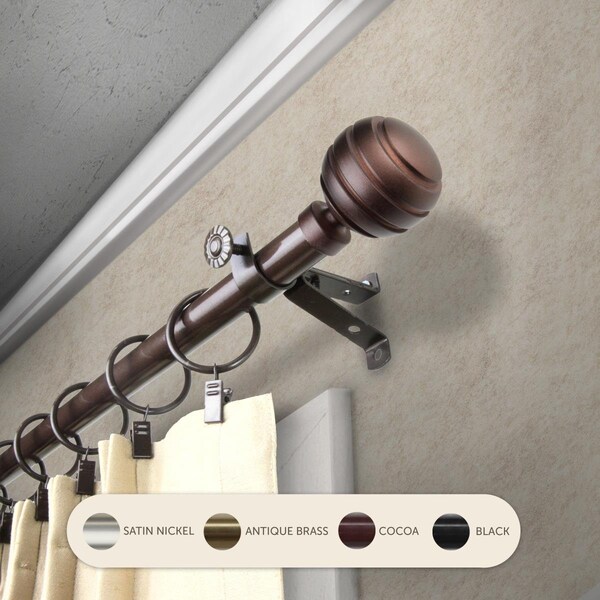 Central Design 0.8125 in. Louise Curtain Rod with 48 to 84 in. Extension, Cocoa 4891-487 - main